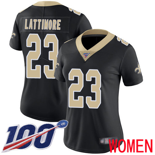 New Orleans Saints Limited Black Women Marshon Lattimore Home Jersey NFL Football 23 100th Season Vapor Untouchable Jersey
